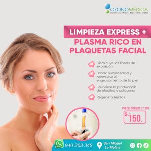 Limpieza Facial Express + Plasma Rico en Plaquetas
